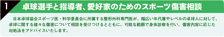 卓球選手と指導者、愛好家のためのスポーツ傷害相談