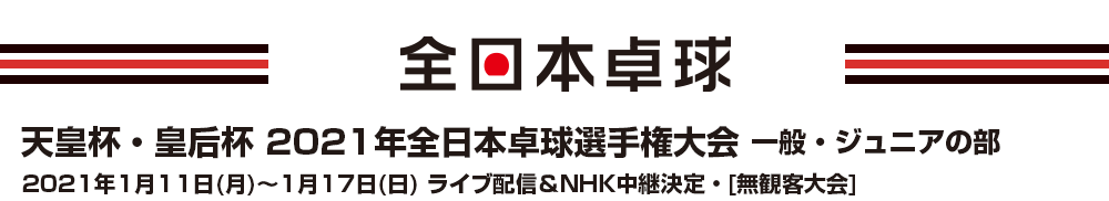 天皇杯･皇后杯 2021年度全日本卓球選手権大会（一般・ジュニアの部）